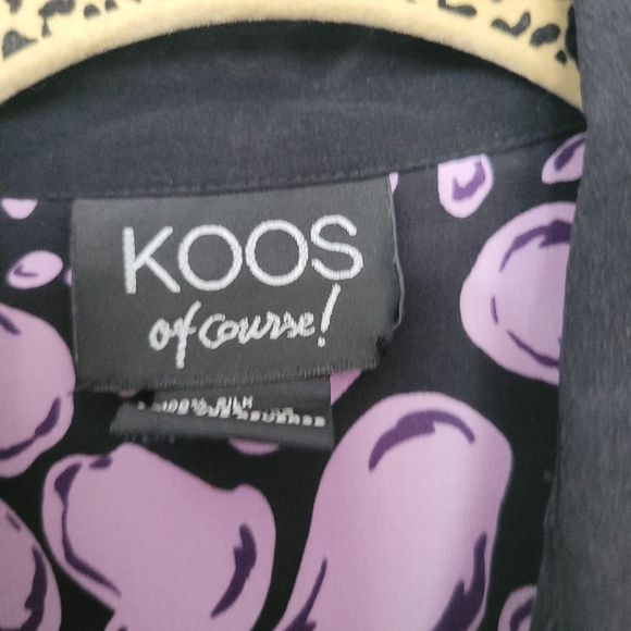 Koos Of Course Shirt Womens Small Colorblock Floral Silk Button Up Long Sleeve - Picture 2 of 4